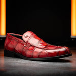 Mauri 1028 Alligator Loafers Hand Painted Ruby Red