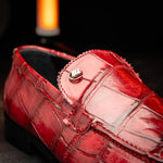 Mauri 1028 Alligator Loafers Hand Painted Ruby Red