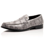 Mauri 1028 Alligator Loafers Hand Painted Light Grey