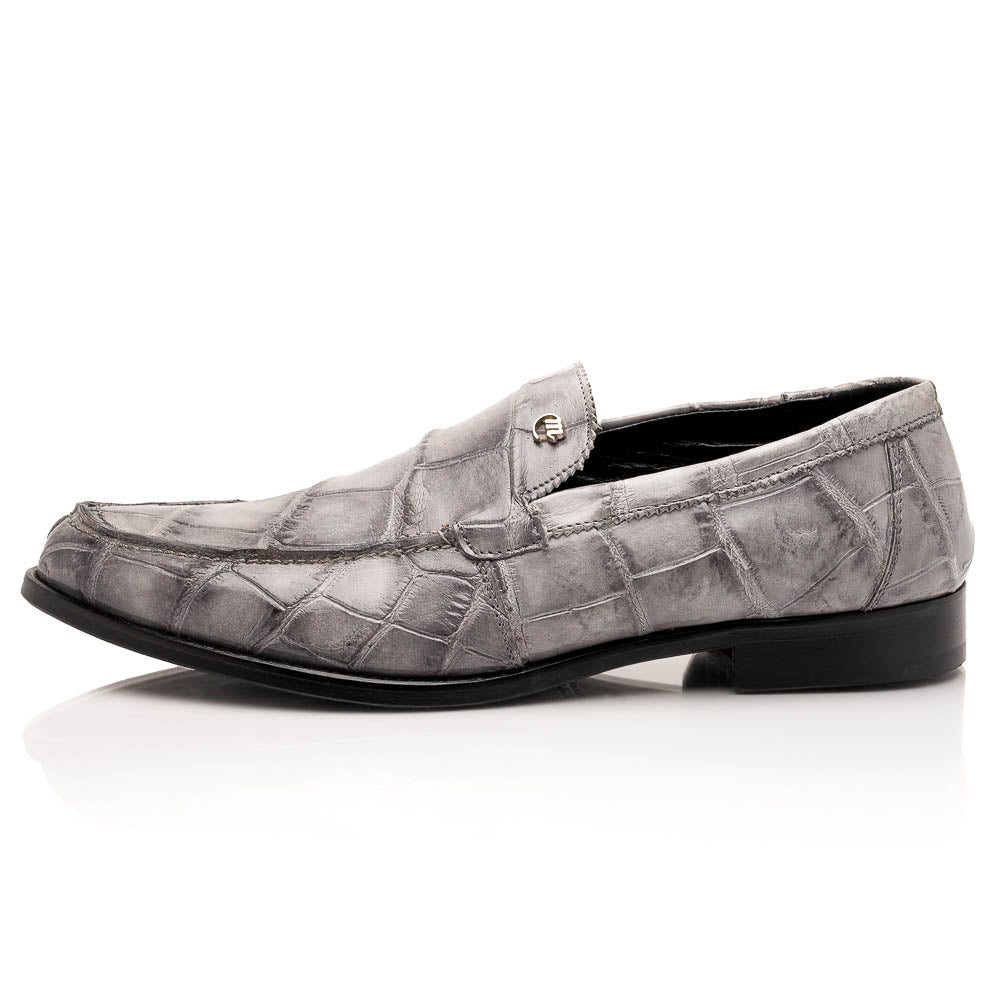Mauri 1028 Alligator Loafers Hand Painted Light Grey