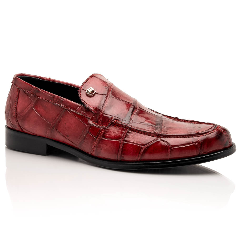 Mauri 1028 Alligator Loafers Hand Painted Ruby Red