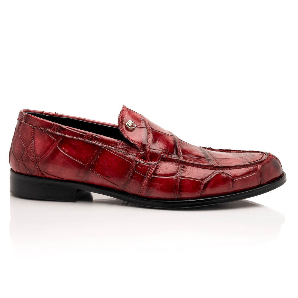 Mauri 1028 Alligator Loafers Hand Painted Ruby Red