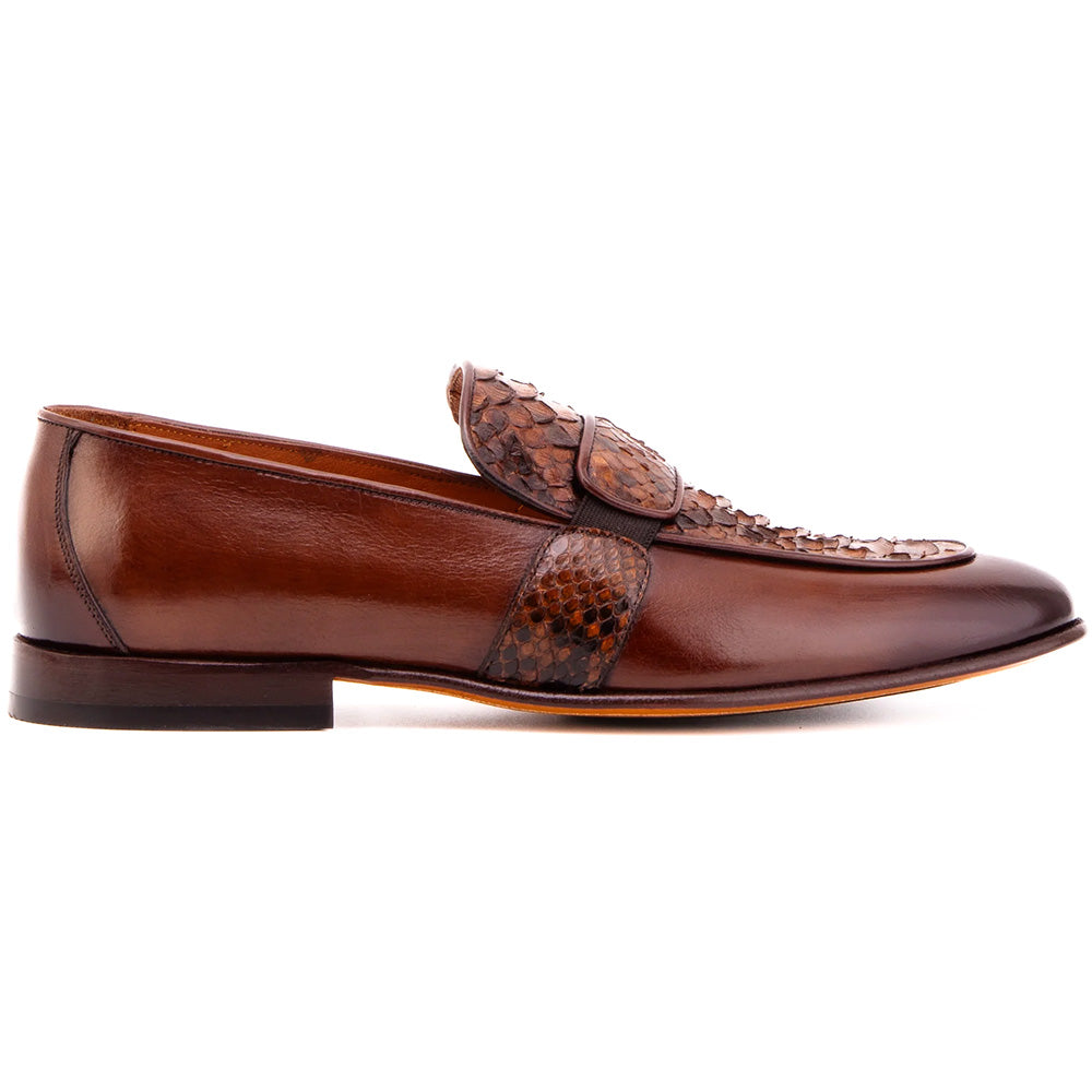 Vinci Leather The Dorian Python & Baby Buffalo Loafer Tan