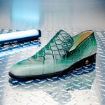Mauri 1044/3 Montecarlo Alligator Loafers White / Dirty Brilliant Green