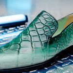 Mauri 1044/3 Montecarlo Alligator Loafers White / Dirty Brilliant Green