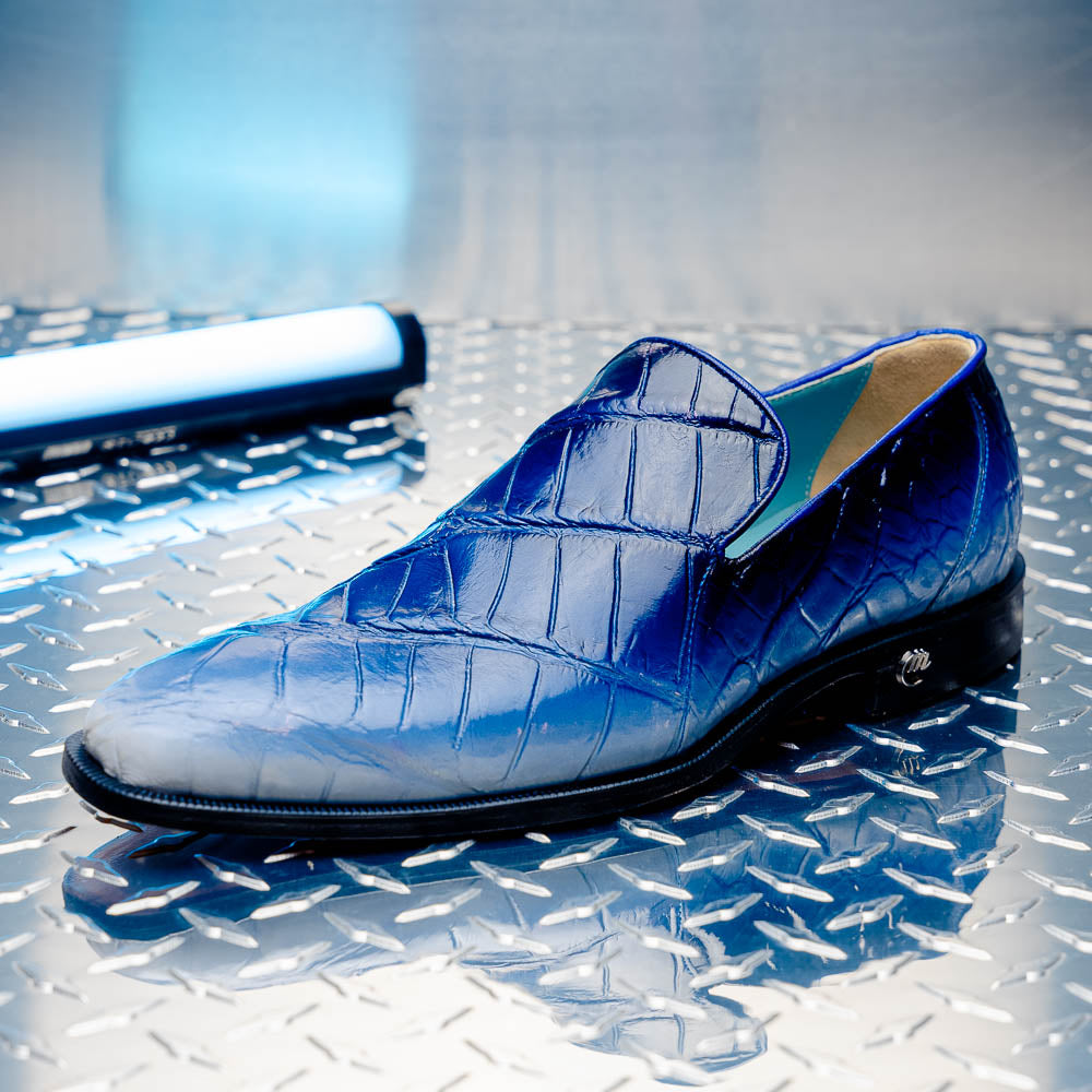Mauri 1044/3 Montecarlo Alligator Loafers White / Dirty Wonder Blue 