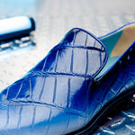 Mauri 1044/3 Montecarlo Alligator Loafers White / Dirty Wonder Blue 