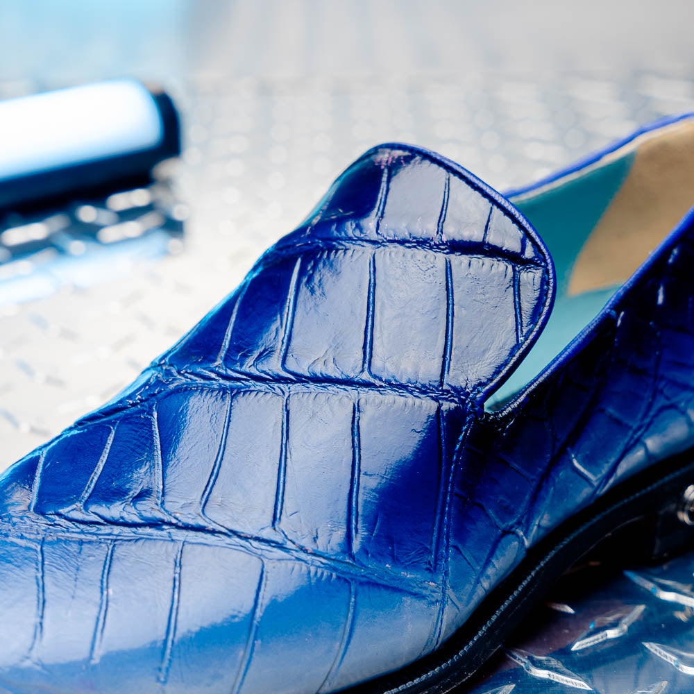 Mauri 1044/3 Montecarlo Alligator Loafers White / Dirty Wonder Blue 