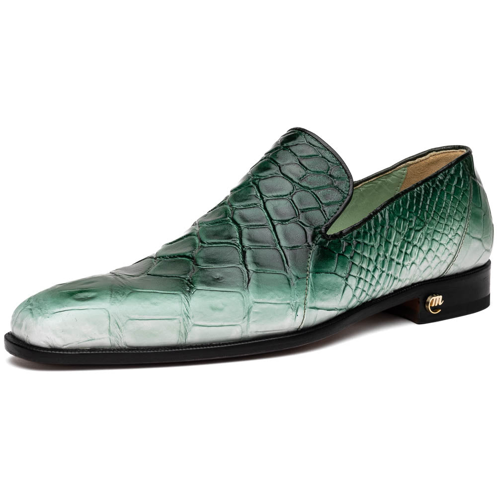 Mauri 1044/3 Montecarlo Alligator Loafers White / Dirty Brilliant Green