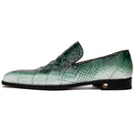 Mauri 1044/3 Montecarlo Alligator Loafers White / Dirty Brilliant Green