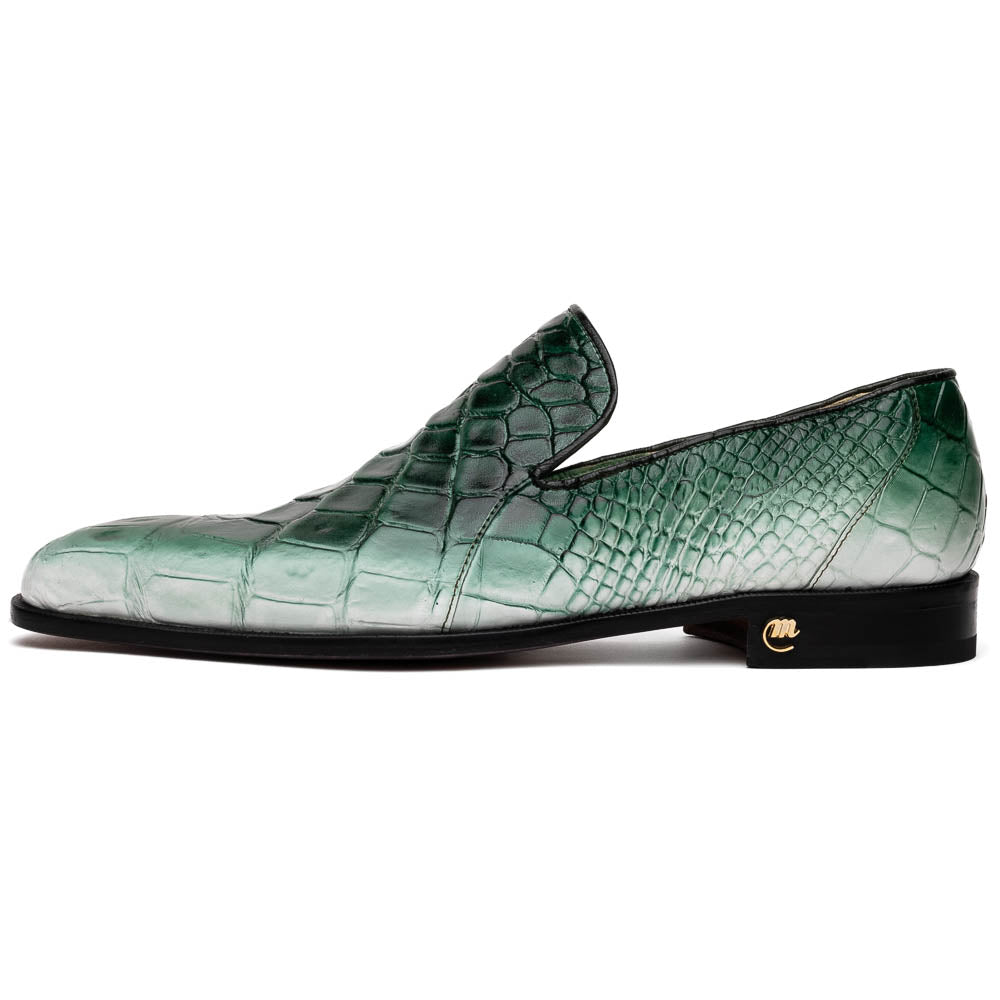 Mauri 1044/3 Montecarlo Alligator Loafers White / Dirty Brilliant Green