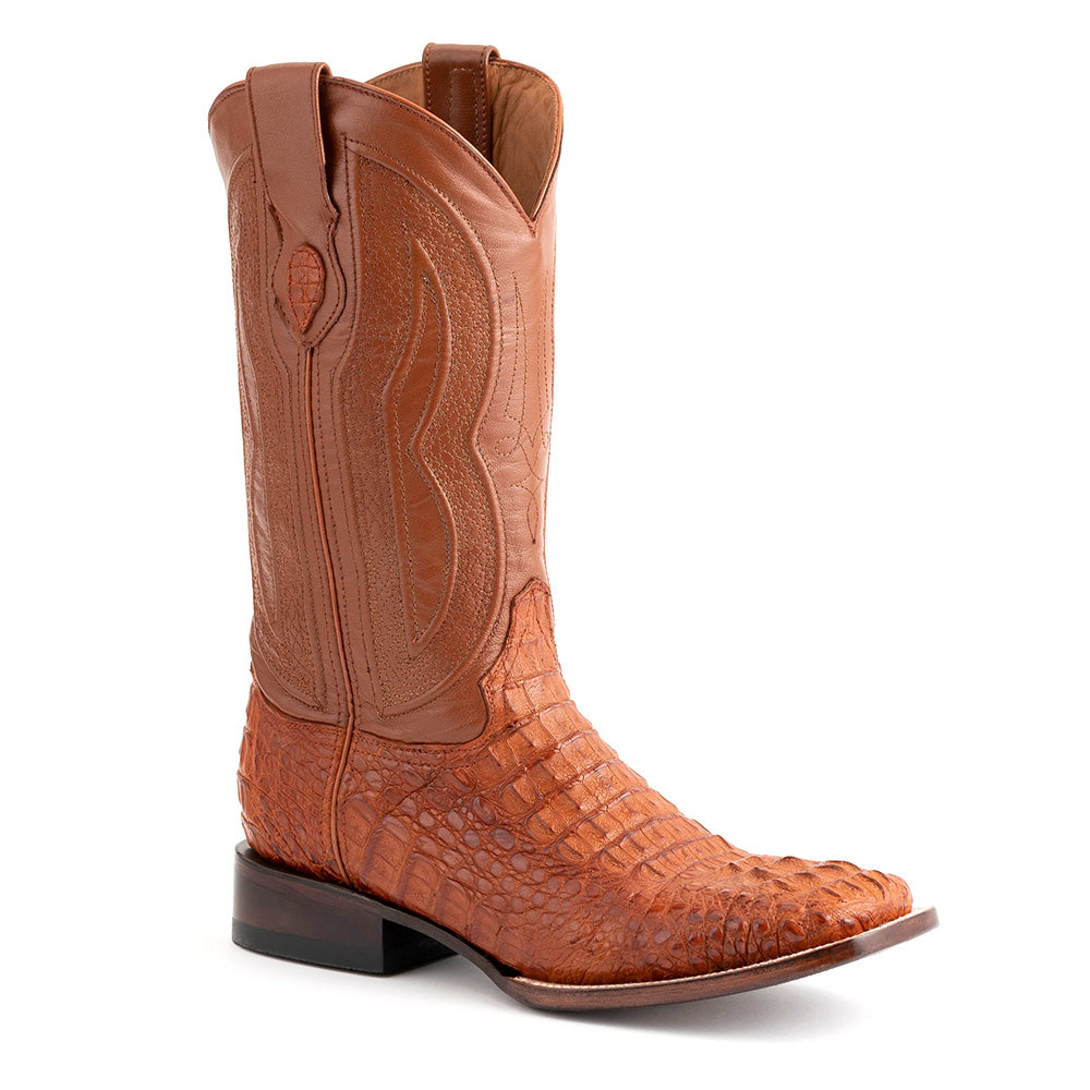 Ferrini Dakota 10493-02 Hornback Caiman Square Toe Cowboy Boots Cognac