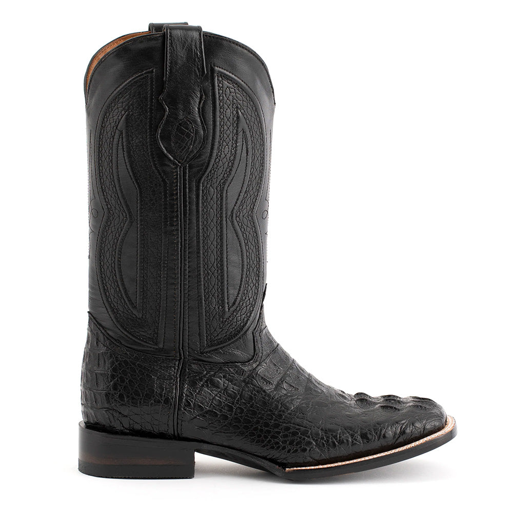 Ferrini Dakota 10493-04 Hornback Caiman Square Toe Cowboy Boots Black