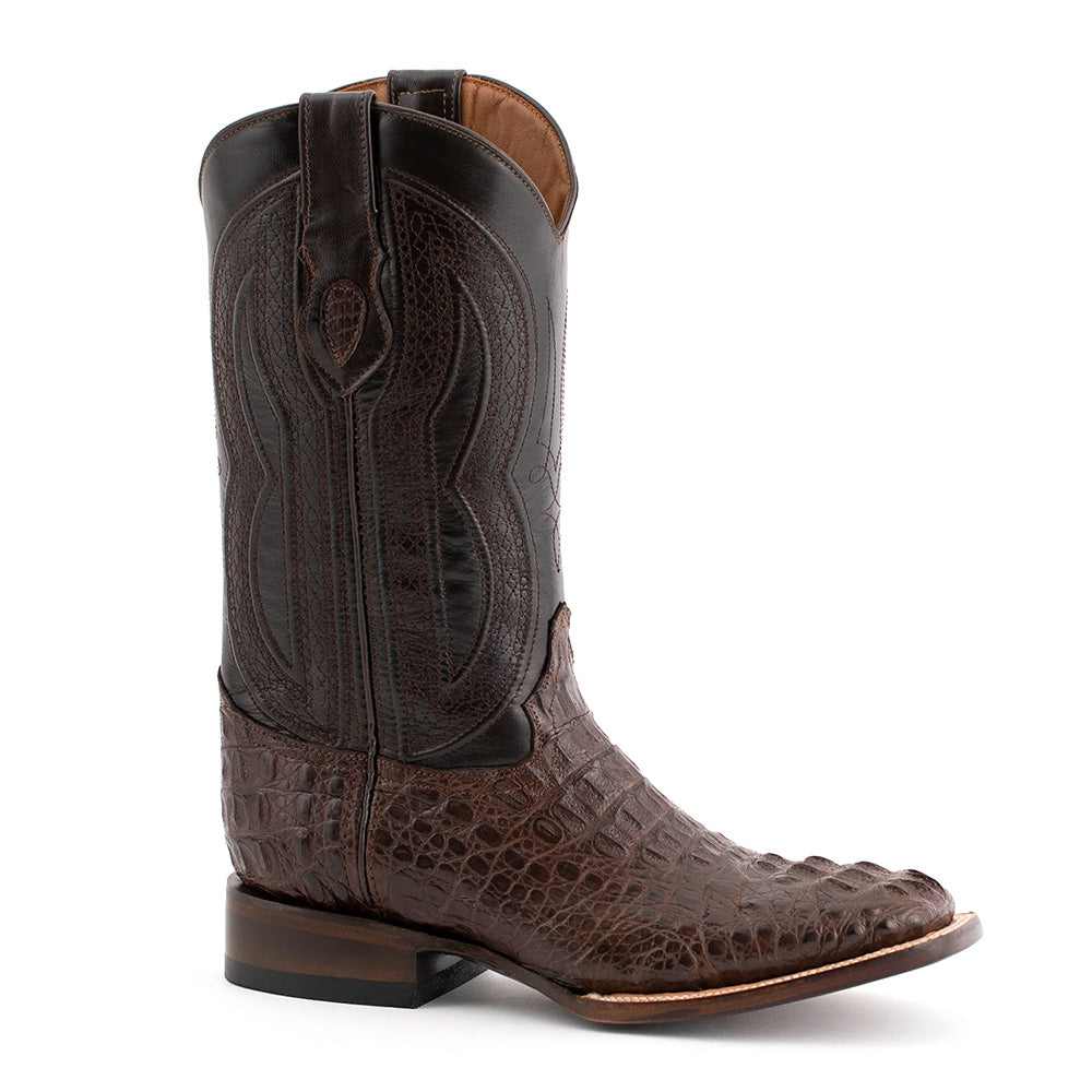Ferrini Dakota 10493-09 Hornback Caiman Square Toe Cowboy Boots Brown