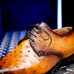 Mauri 1056/2 Dillinger Ostrich Derby Shoes Light Rust / Dirty Gold