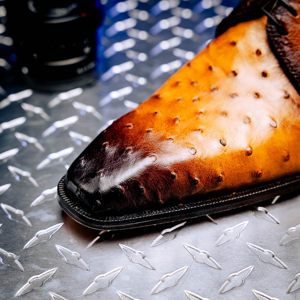 Mauri 1056/2 Dillinger Ostrich Derby Shoes Light Rust / Dirty Gold