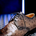 Mauri 1056/2 Dillinger Ostrich Derby Shoes Mink/ Dirty Black