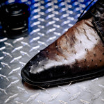 Mauri 1056/2 Dillinger Ostrich Derby Shoes Mink/ Dirty Black