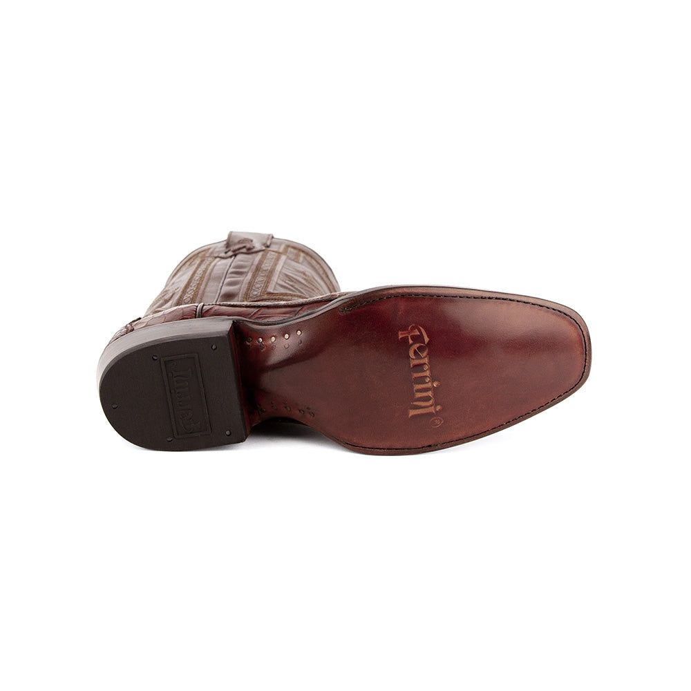 Ferrini Stallion 10741-09 Alligator Belly French Toe Cowboy Boots Chocolate