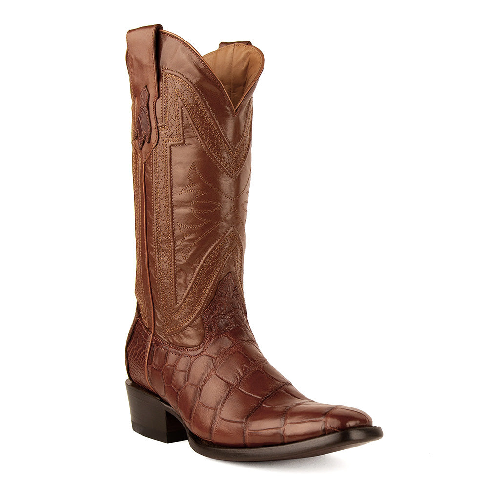 Ferrini Stallion 10741-26 Alligator Belly French Toe Cowboy Boots Cognac
