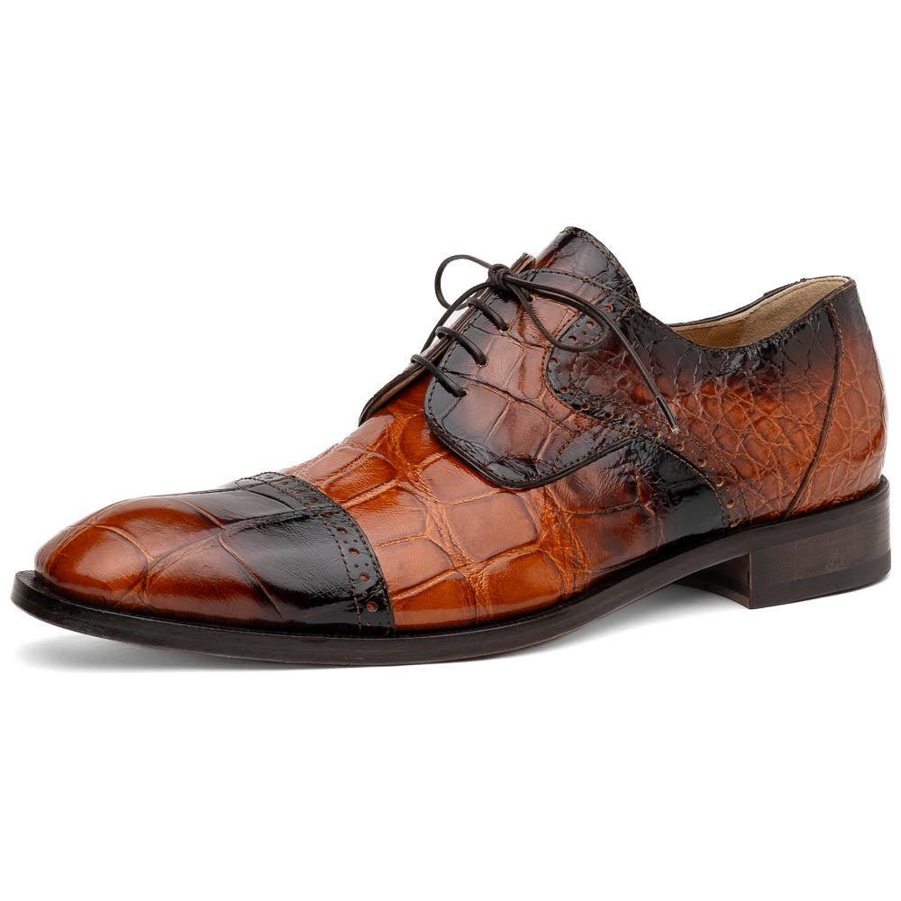 Mauri 1087/2 Flawless Alligator Cap Toe Derby Cognac / Dirty Gold