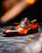 Mauri 1087/2 Flawless Alligator Cap Toe Derby Cognac / Dirty Gold (Special Order)