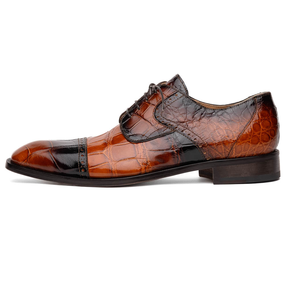 Mauri 1087/2 Flawless Alligator Cap Toe Derby Cognac / Dirty Gold (Special Order)