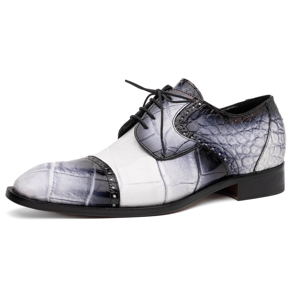 Mauri 1087/2 Flawless Alligator Cap Toe Derby White / Dirty Black
