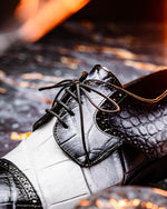 Mauri 1087/2 Flawless Alligator Cap Toe Derby White / Dirty Black (Special Order)
