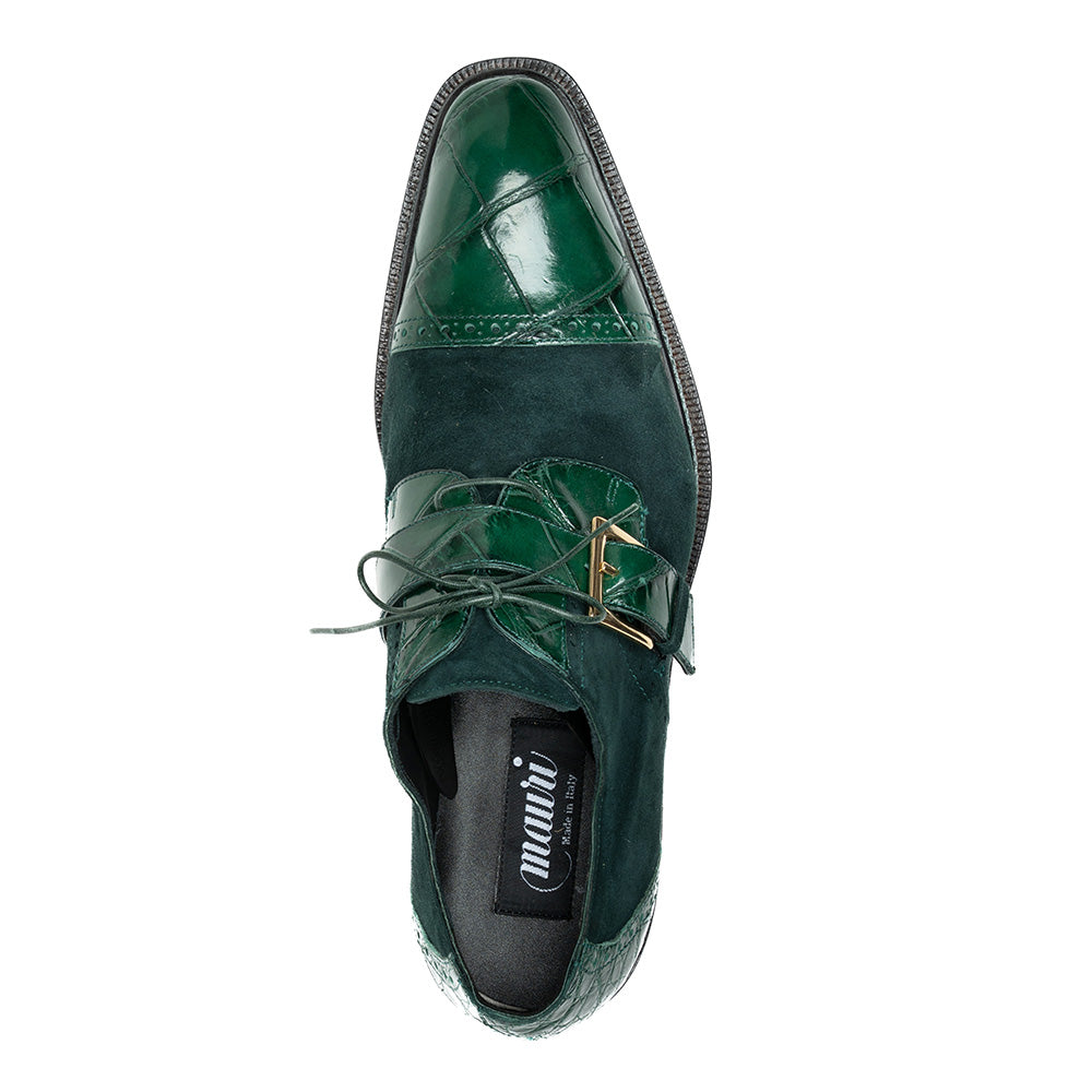 Mauri 1087/4 Alligator & Suede Cap Toe Buckle Derby Hunter Green Mauri 1087/4 Alligator & Suede Cap Toe Buckle Derby Hunter Green