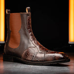 Mauri 1092 Alligator / Ostrich Leg Chelsea Boots Sport Rust