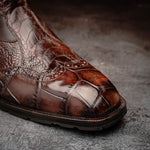Mauri 1092 Alligator / Ostrich Leg Chelsea Boots Sport Rust