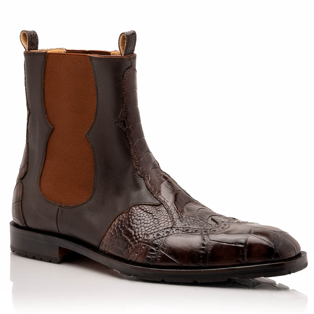 Mauri 1092 Alligator / Ostrich Leg Chelsea Boots Sport Rust