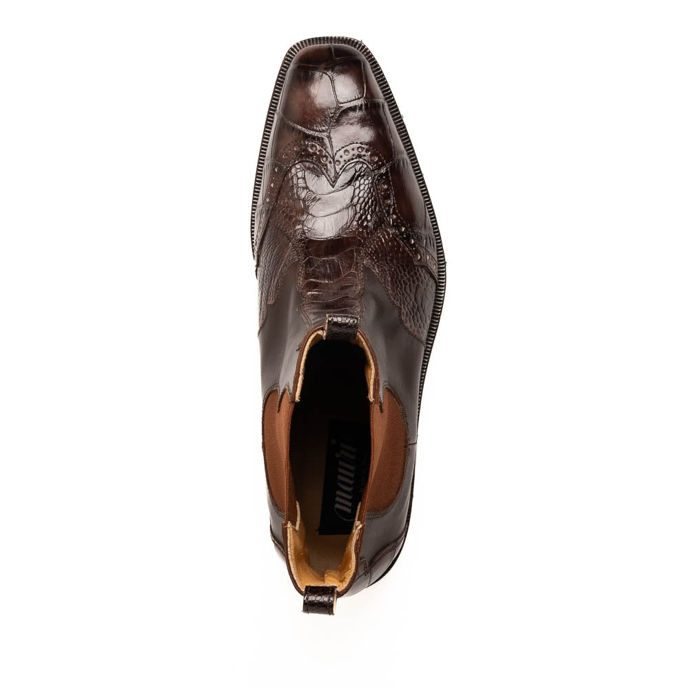 Mauri 1092 Alligator / Ostrich Leg Chelsea Boots Sport Rust