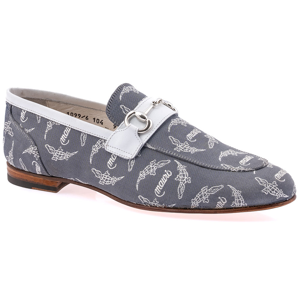 Mauri 1099/6 Trigator Fabric & Calfskin Bit Loafer Jeans / White