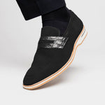 Zelli Meo 3 Suede Goatskin / Crocodile Loafers Black (11-020-BLK)