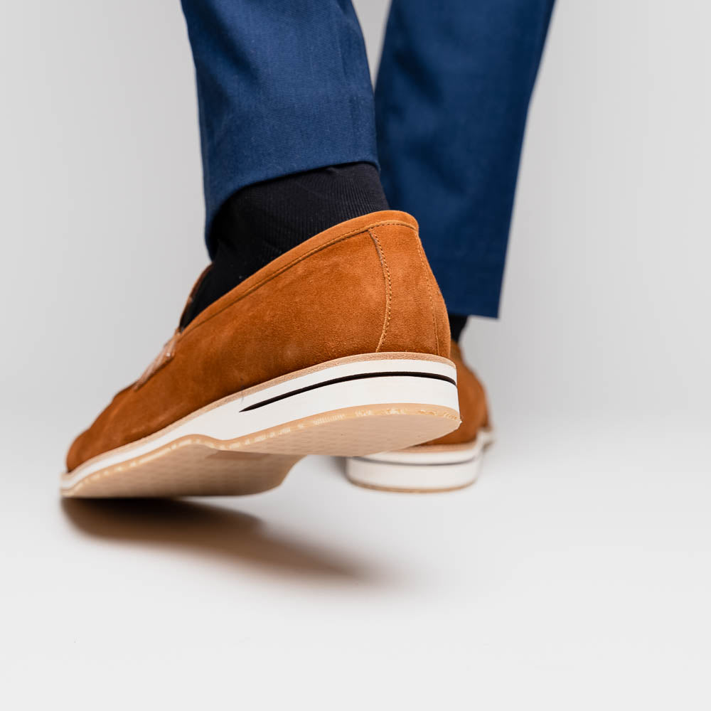 Zelli Meo 3 Suede & Crocodile Loafers Cognac (11-020-CGN)