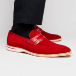 Zelli Meo 3 Suede & Crocodile Loafers Red (11-020-RED)