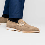 Zelli Meo 3 Suede Goatskin / Crocodile Loafers Taupe (11-020-TPE)