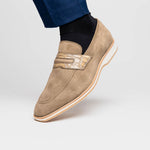 Zelli Meo 3 Suede Goatskin / Crocodile Loafers Taupe (11-020-TPE)
