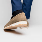 Zelli Meo 3 Suede Goatskin / Crocodile Loafers Taupe (11-020-TPE)