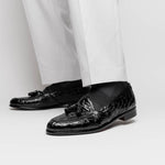Zelli Franco Crocodile Tassel Loafers Black (11-582-BLK)