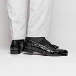 Zelli Franco Crocodile Tassel Loafers Black (11-582-BLK)