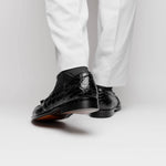 Zelli Franco Crocodile Tassel Loafers Black (11-582-BLK)