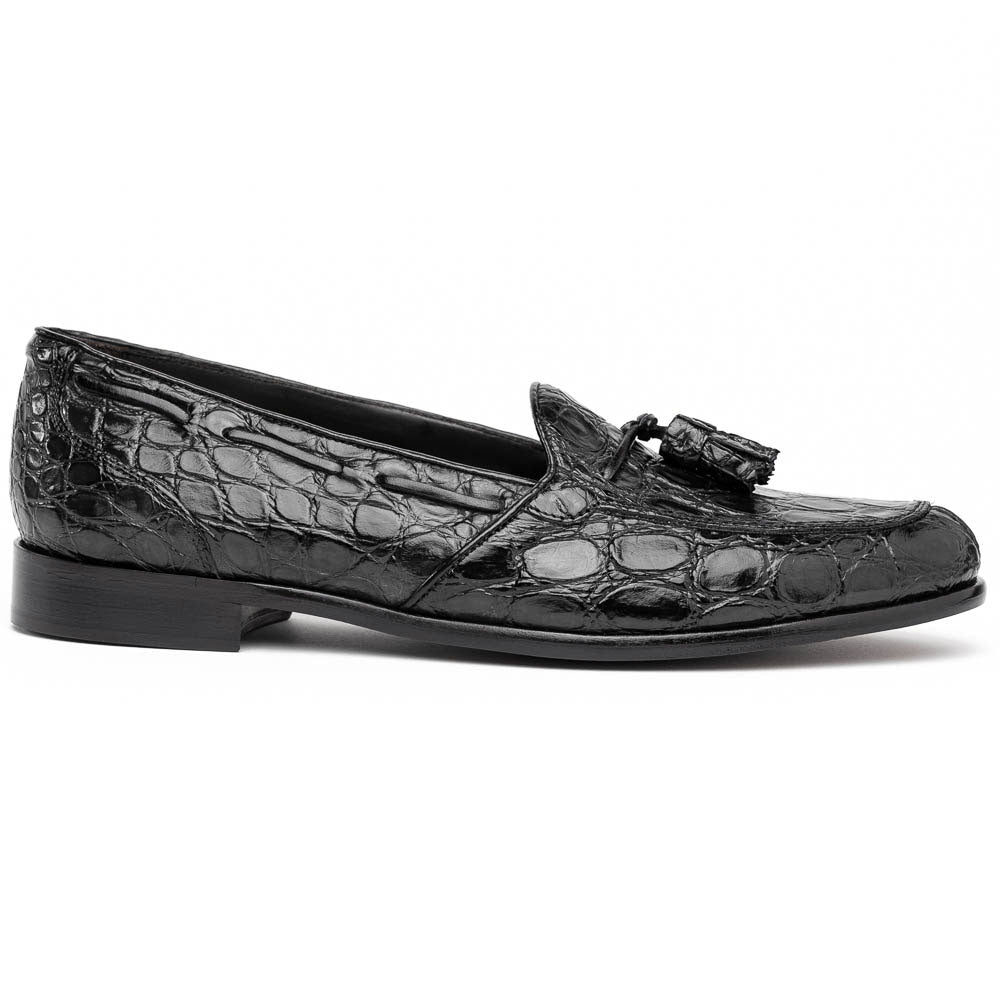 Zelli Franco Crocodile Tassel Loafers Black