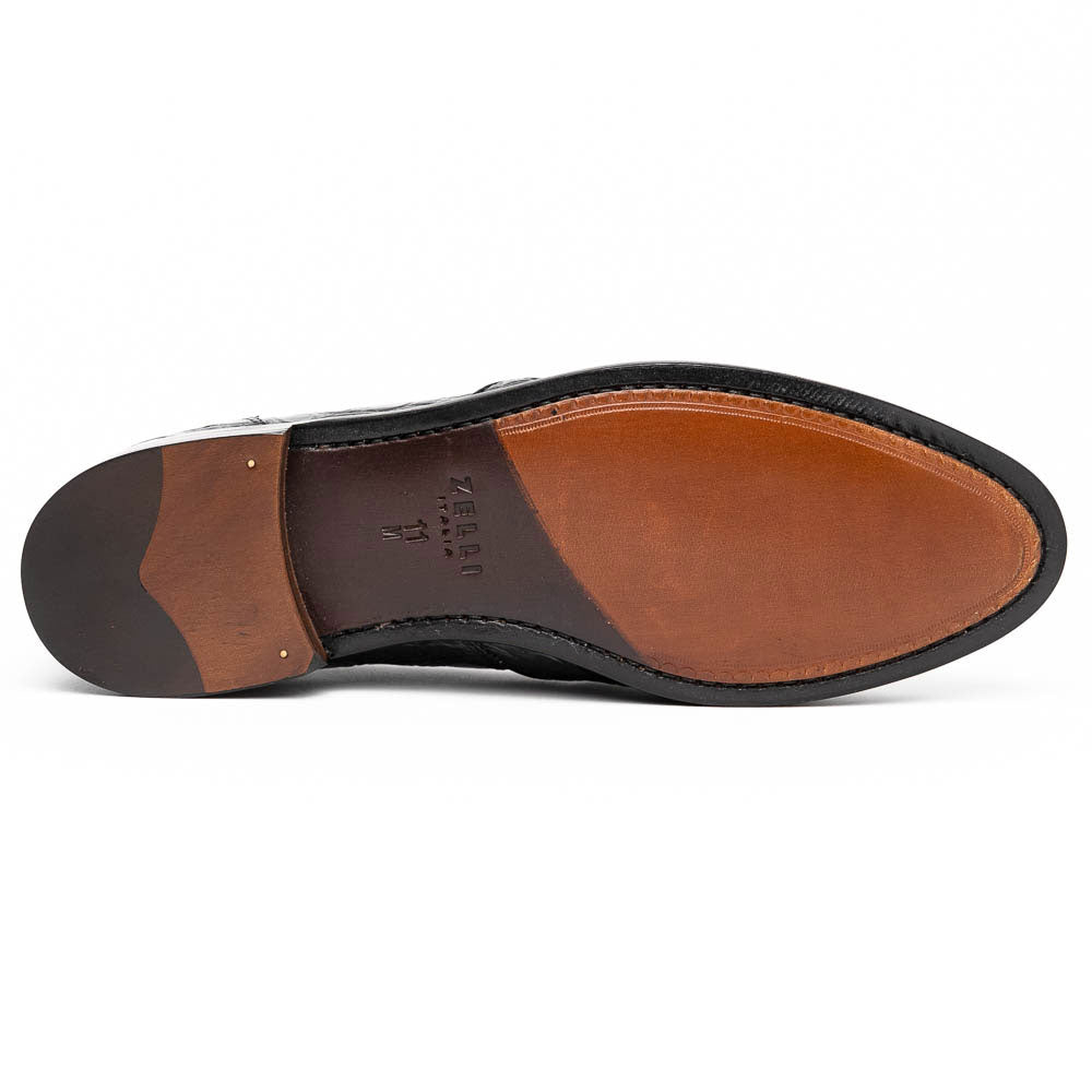 Zelli Franco Crocodile Tassel Loafers Black | MensDesignerShoe.com