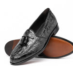 Zelli Franco Crocodile Tassel Loafers Black (11-582-BLK)