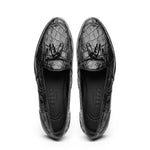 Zelli Franco Crocodile Tassel Loafers Black (11-582-BLK)