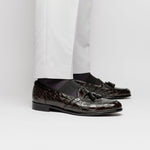 Zelli Franco Crocodile Tassel Loafers Nicotine (11-582-NIC)