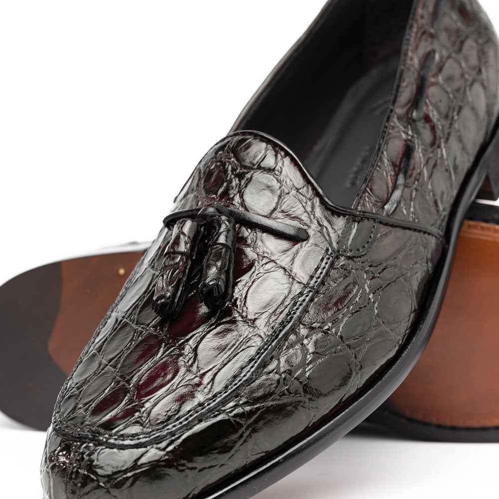 Zelli Franco Crocodile Tassel Loafers Nicotine (11-582-NIC)